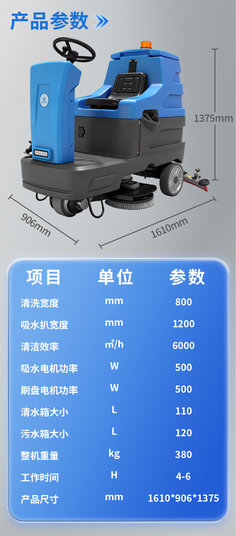 鼎潔盛世駕駛式洗地機JM85M13